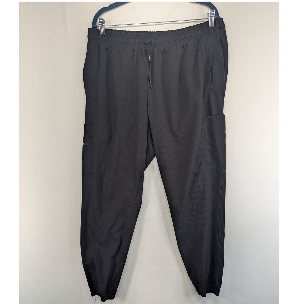 Barco One Element Black Scrub Jogger Pants Women XL Cargo Pockets Drawstring